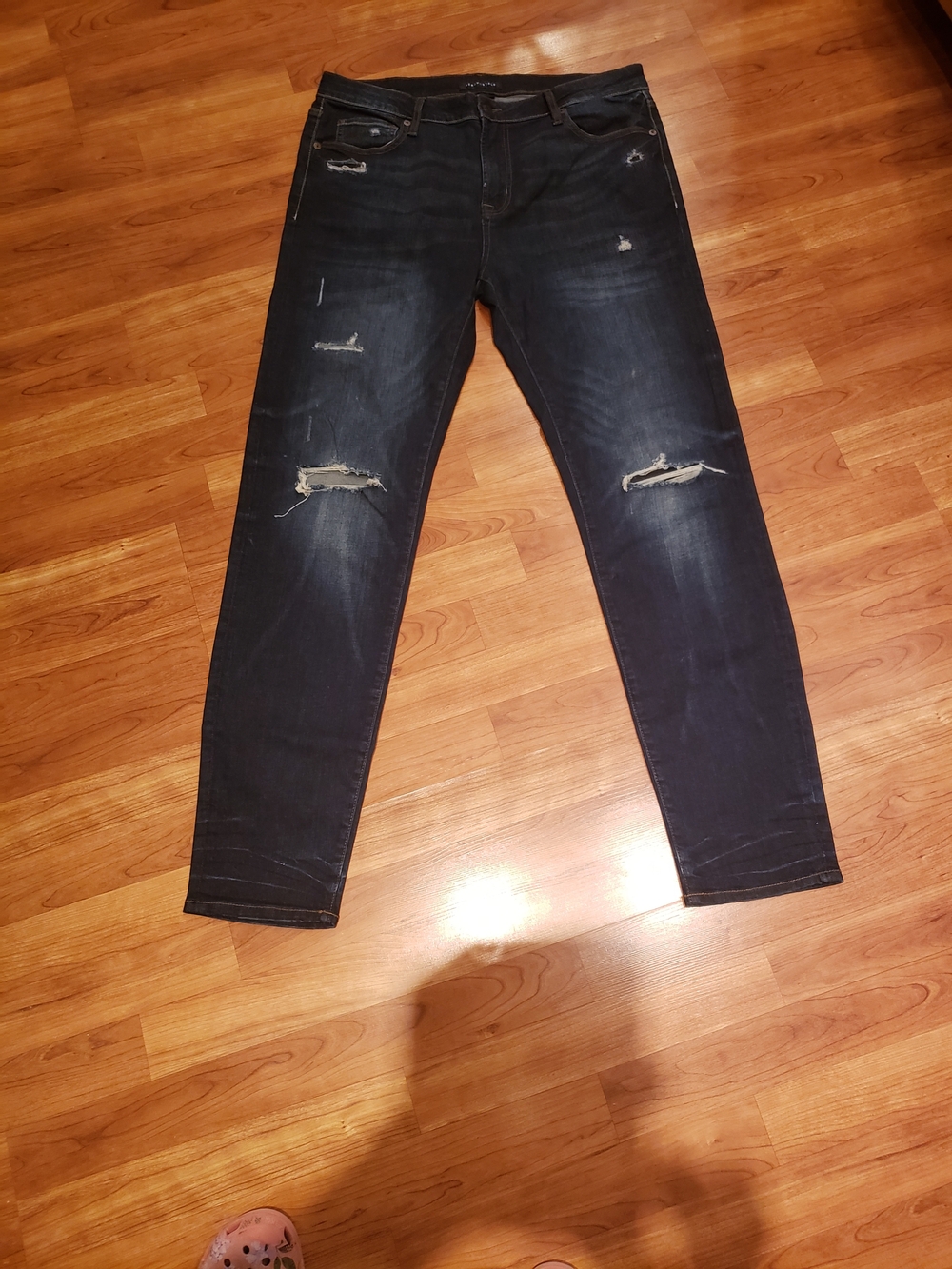 Aeropostale Men's Blue Dark Skinny Distressed Jeans